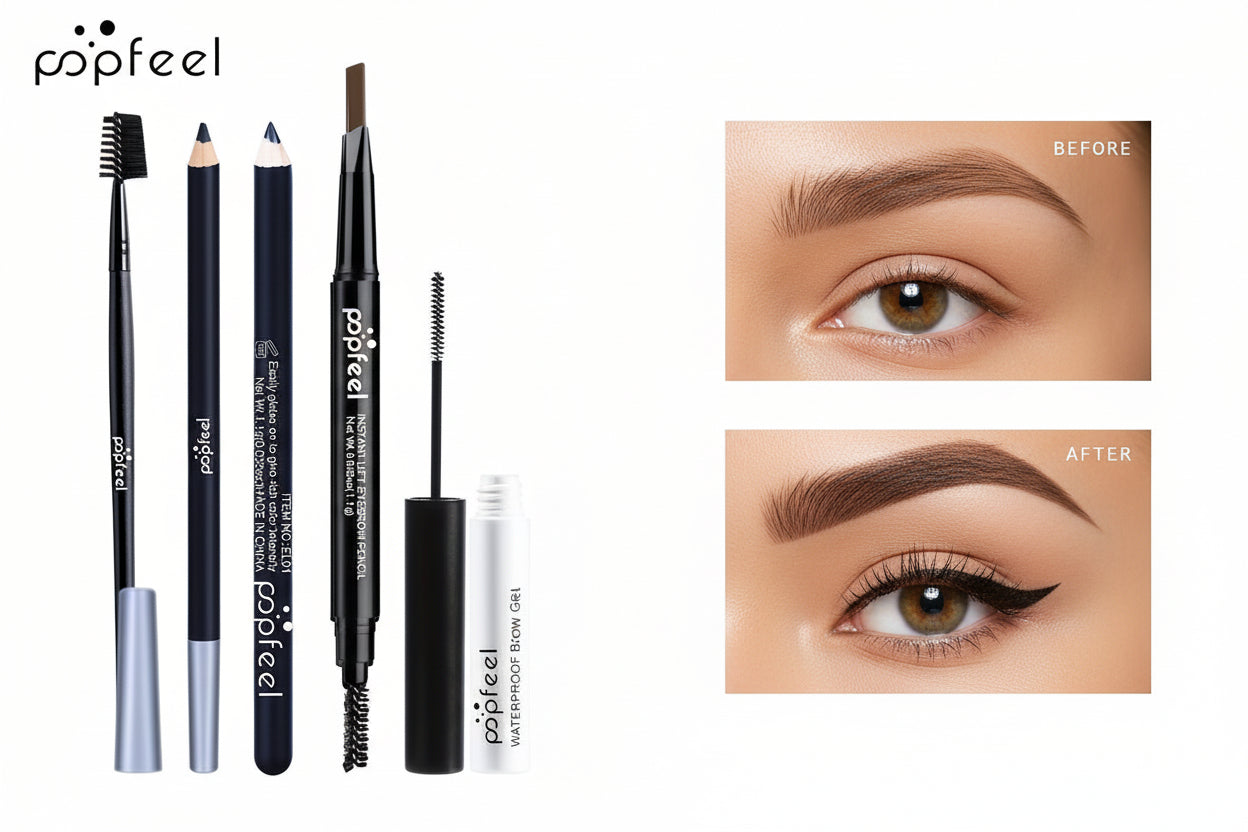 POPFEEL Eye Set with Mascara Eyeliner Eyebrow Pencil,