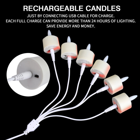 Bougies LED rechargeables à effet vacillant avec télécommande et minuterie