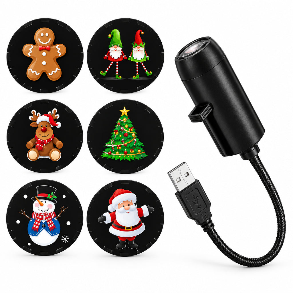 Projecteur LED USB décoratif – Motifs Halloween ou Noël