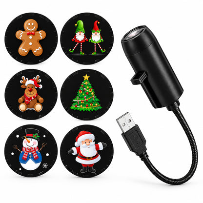 Projecteur LED USB décoratif – Motifs Halloween ou Noël