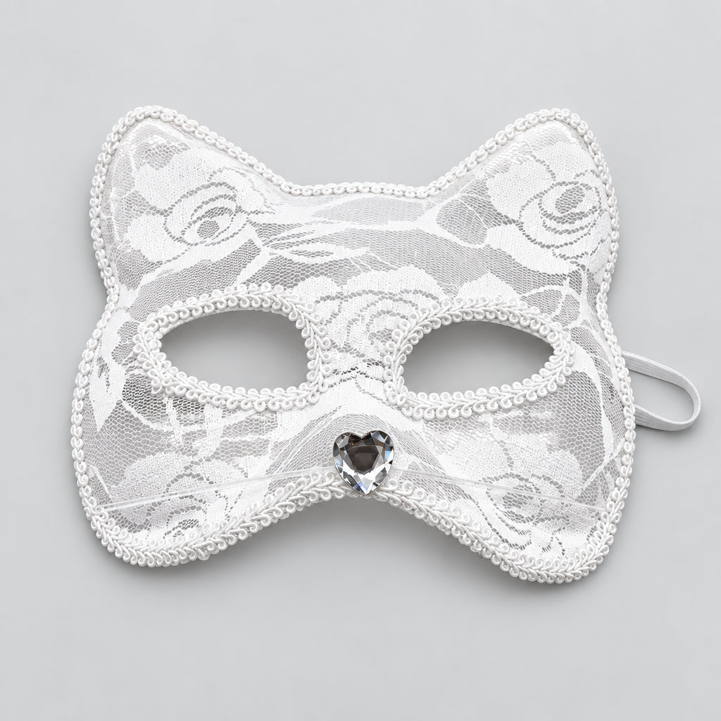 Masque en dentelle style chat pour bal masqué et déguisement