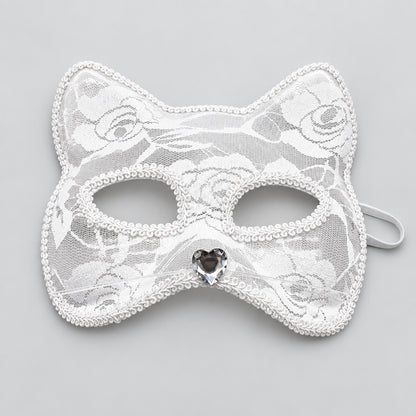 Masque en dentelle style chat pour bal masqué et déguisement