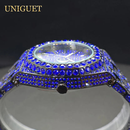 Montre Quartz Homme – Style Hip Hop Diamant