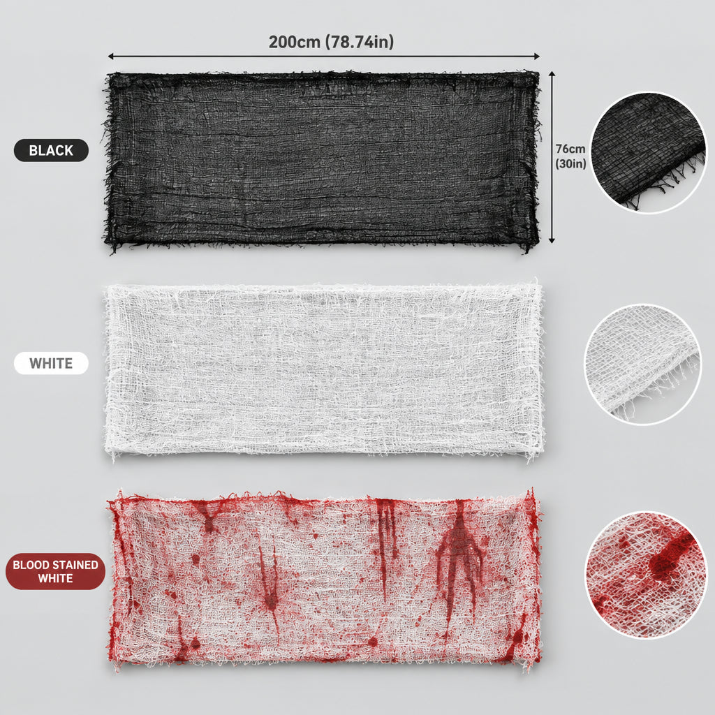 Gaze décorative Halloween – Noir, blanc ou effet sanglant
