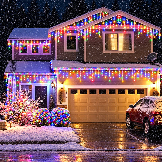 Guirlande solaire extérieure effet glaçons – 96 ou 162 LED