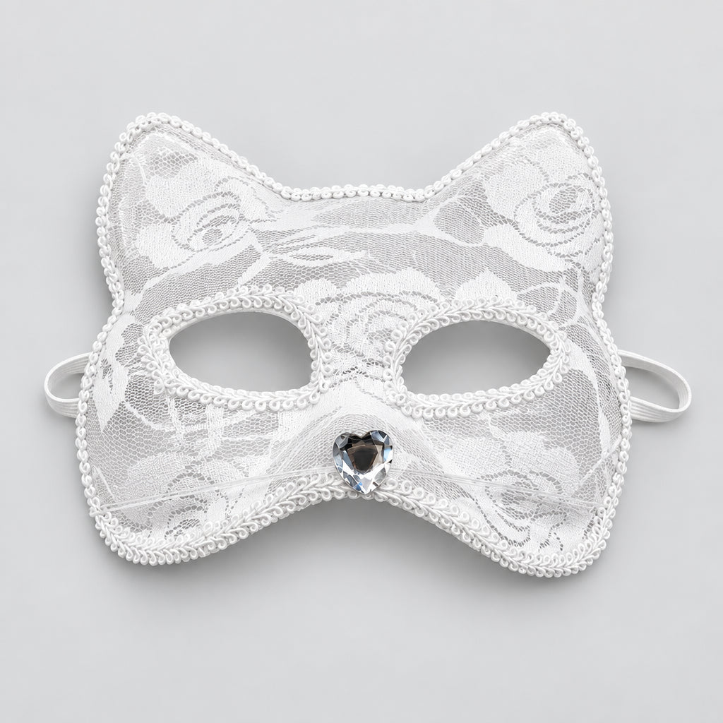 Masque en dentelle style chat pour bal masqué et déguisement