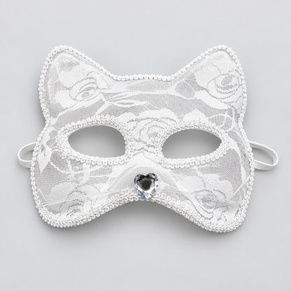Masque en dentelle style chat pour bal masqué et déguisement
