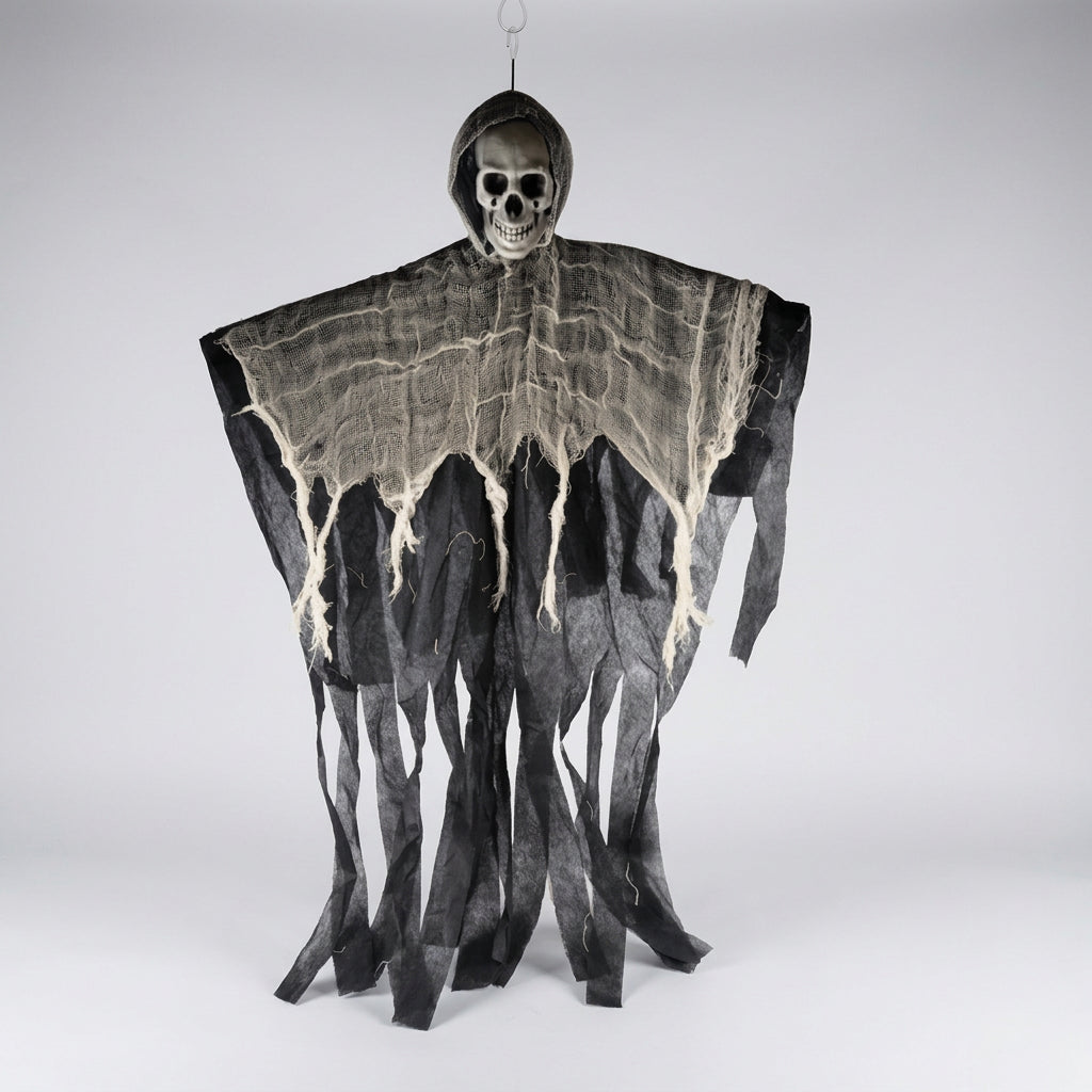 Fantôme à crâne suspendu en gaze – Décoration Halloween