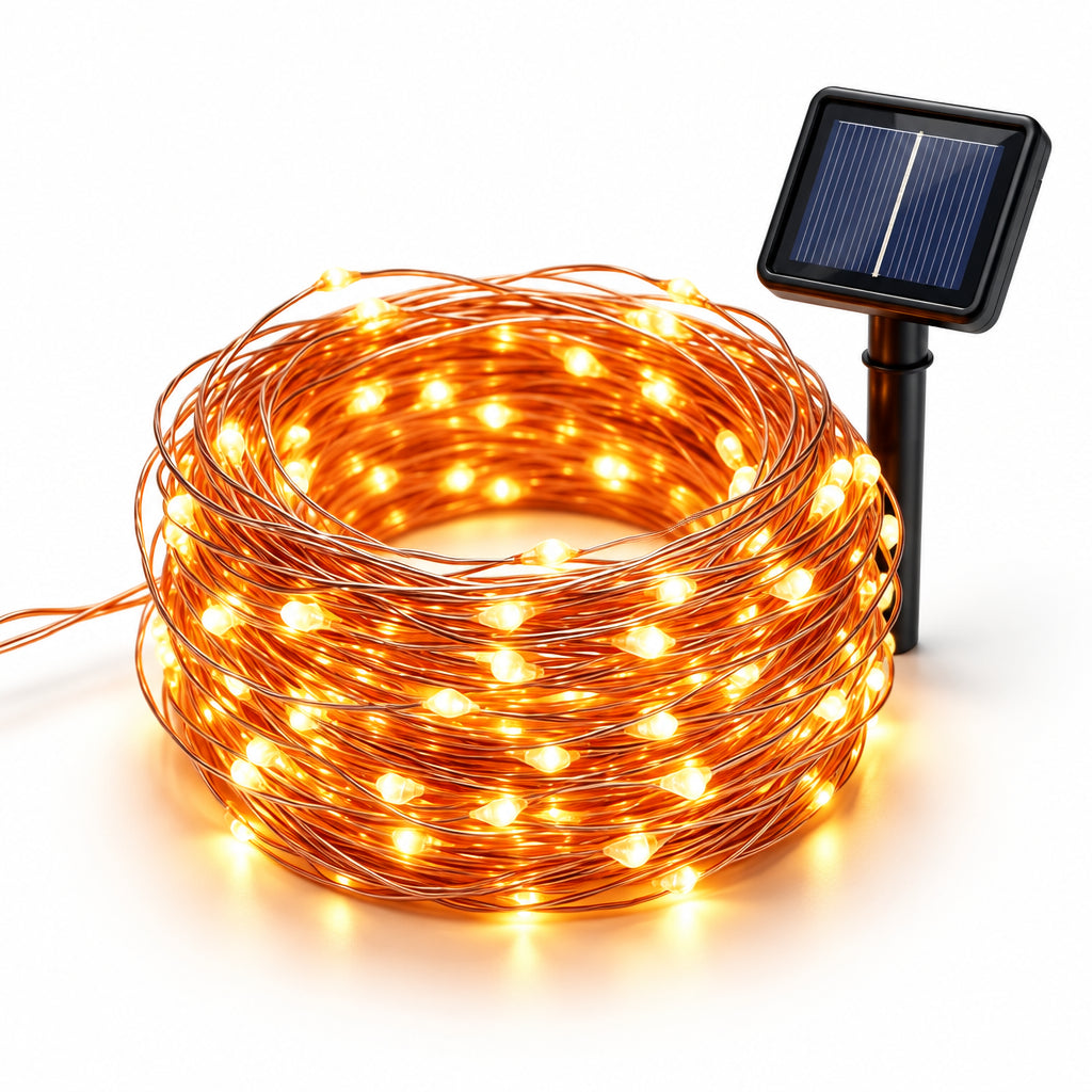 Guirlande solaire LED orange Halloween – 7 à 22 m