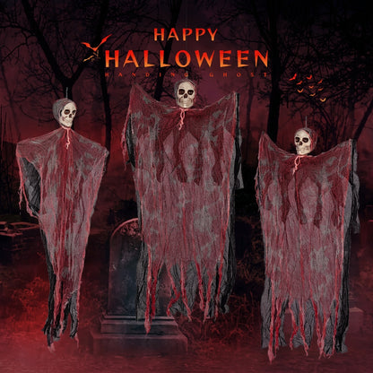 Fantôme à crâne suspendu en gaze – Décoration Halloween