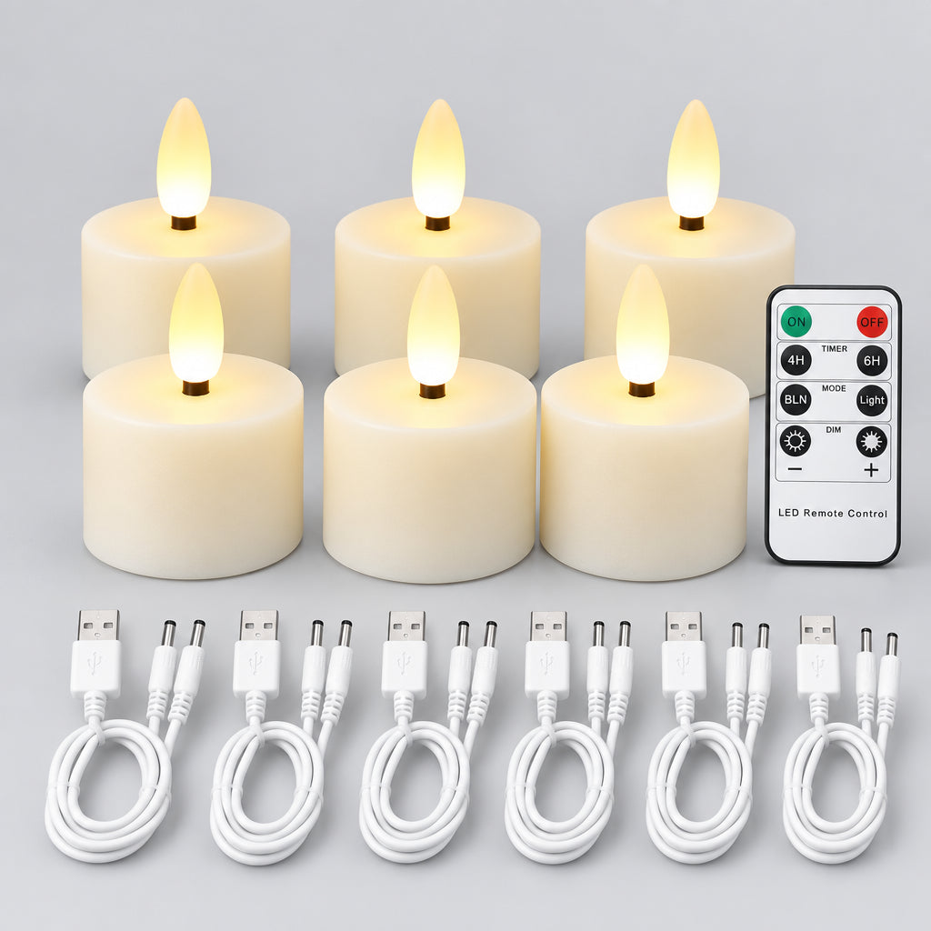 Bougies LED rechargeables à effet vacillant avec télécommande et minuterie