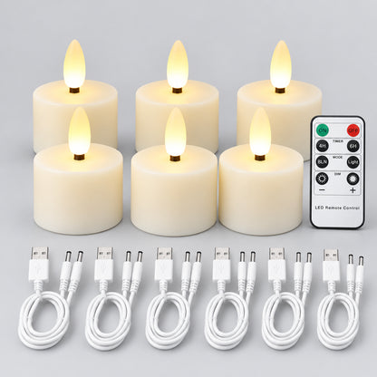 Bougies LED rechargeables à effet vacillant avec télécommande et minuterie
