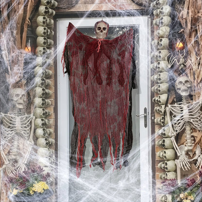 Fantôme à crâne suspendu en gaze – Décoration Halloween
