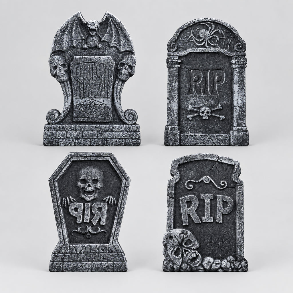 Pierres tombales RIP pour Halloween – Lot de 4