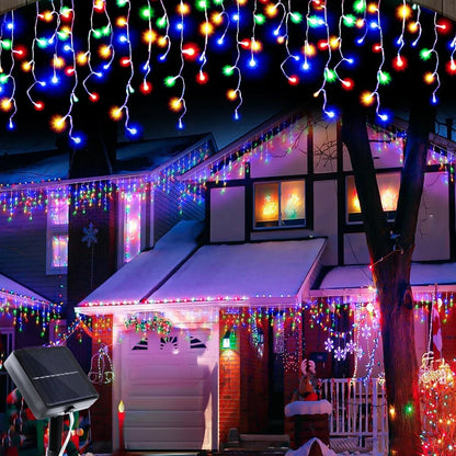 Guirlande solaire extérieure effet glaçons – 96 ou 162 LED