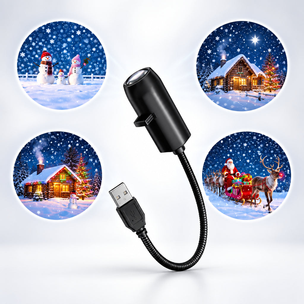 Projecteur LED USB décoratif – Motifs Halloween ou Noël