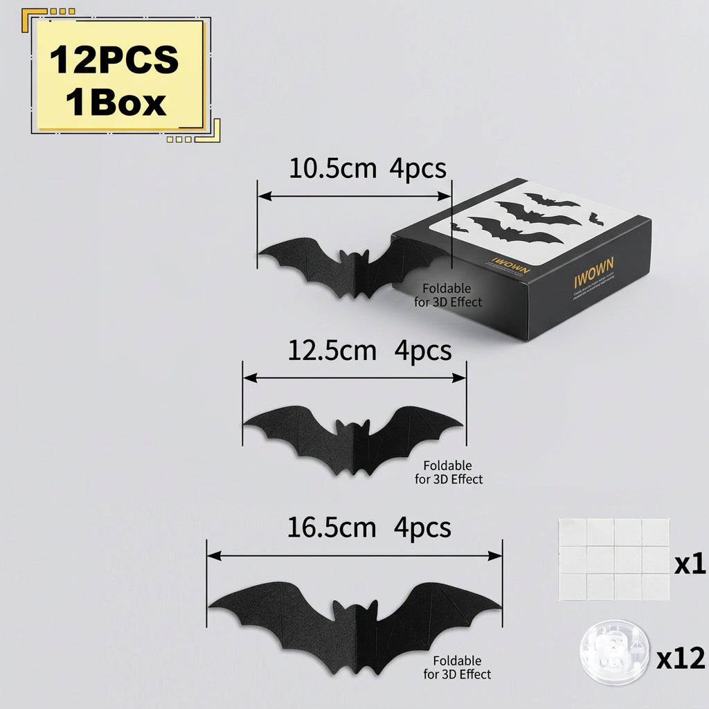 Chauves-souris décoratives 3D pour Halloween