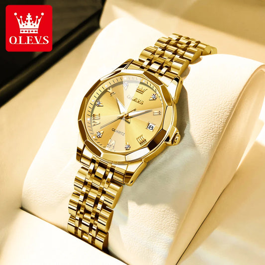 OLEVS Golden – Montre Quartz Étanche Femme