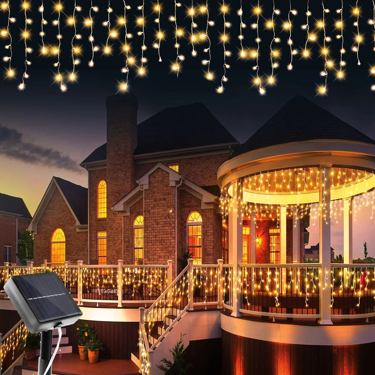 Guirlande solaire extérieure effet glaçons – 96 ou 162 LED