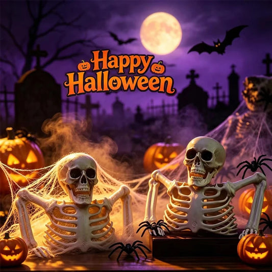 Squelette demi-corps avec crâne et bras – Décoration Halloween