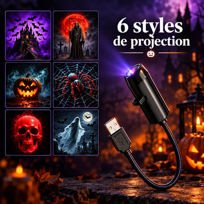 Projecteur LED USB décoratif – Motifs Halloween ou Noël