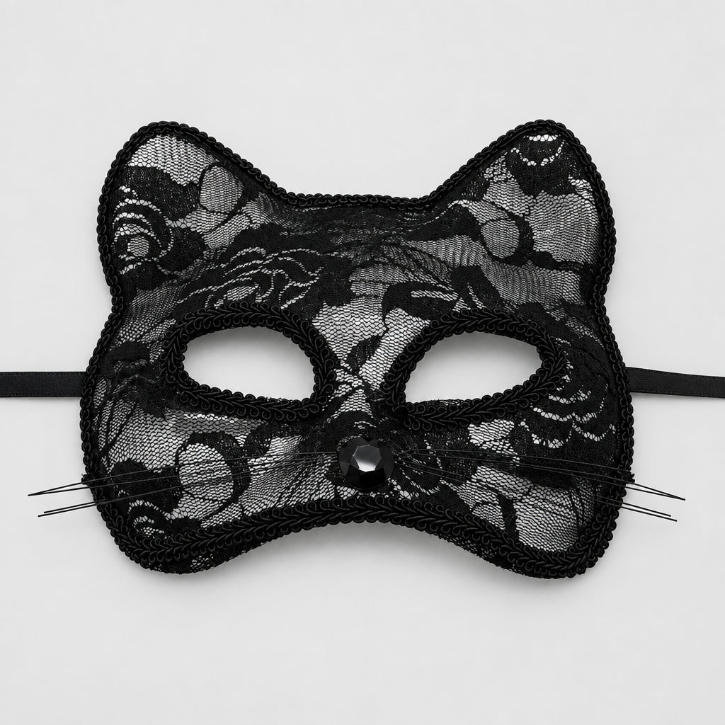 Masque en dentelle style chat pour bal masqué et déguisement