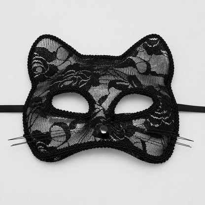 Masque en dentelle style chat pour bal masqué et déguisement