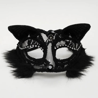 Masque en dentelle style chat pour bal masqué et déguisement