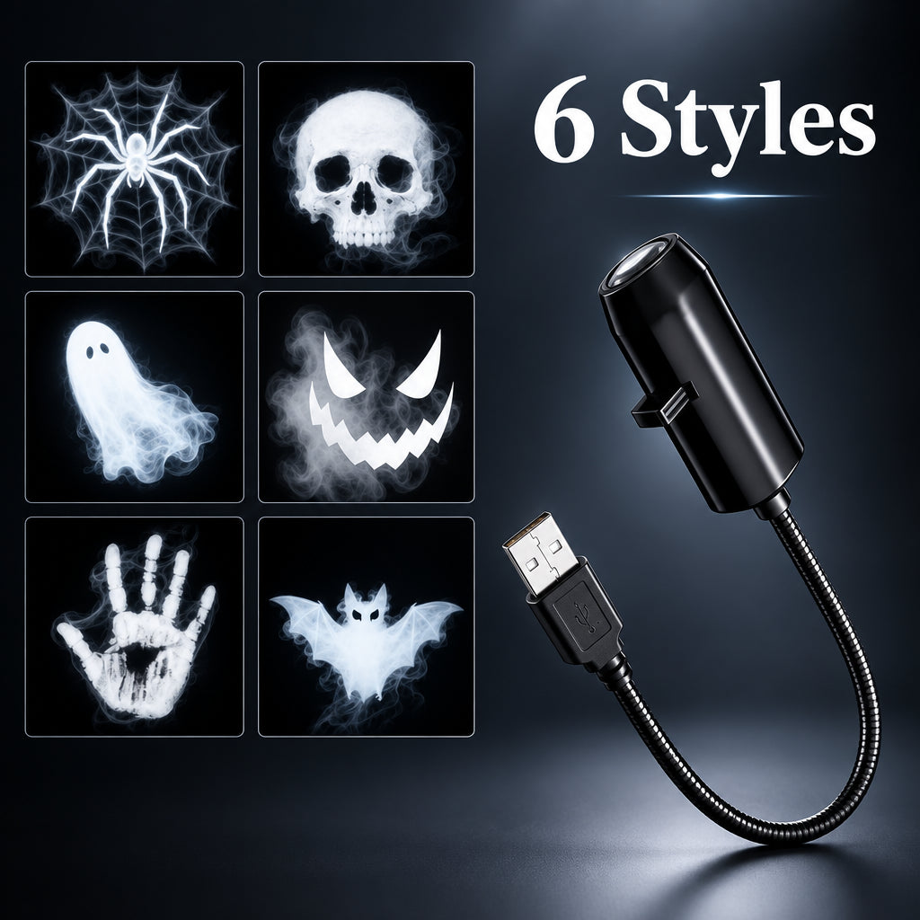 Projecteur LED USB décoratif – Motifs Halloween ou Noël