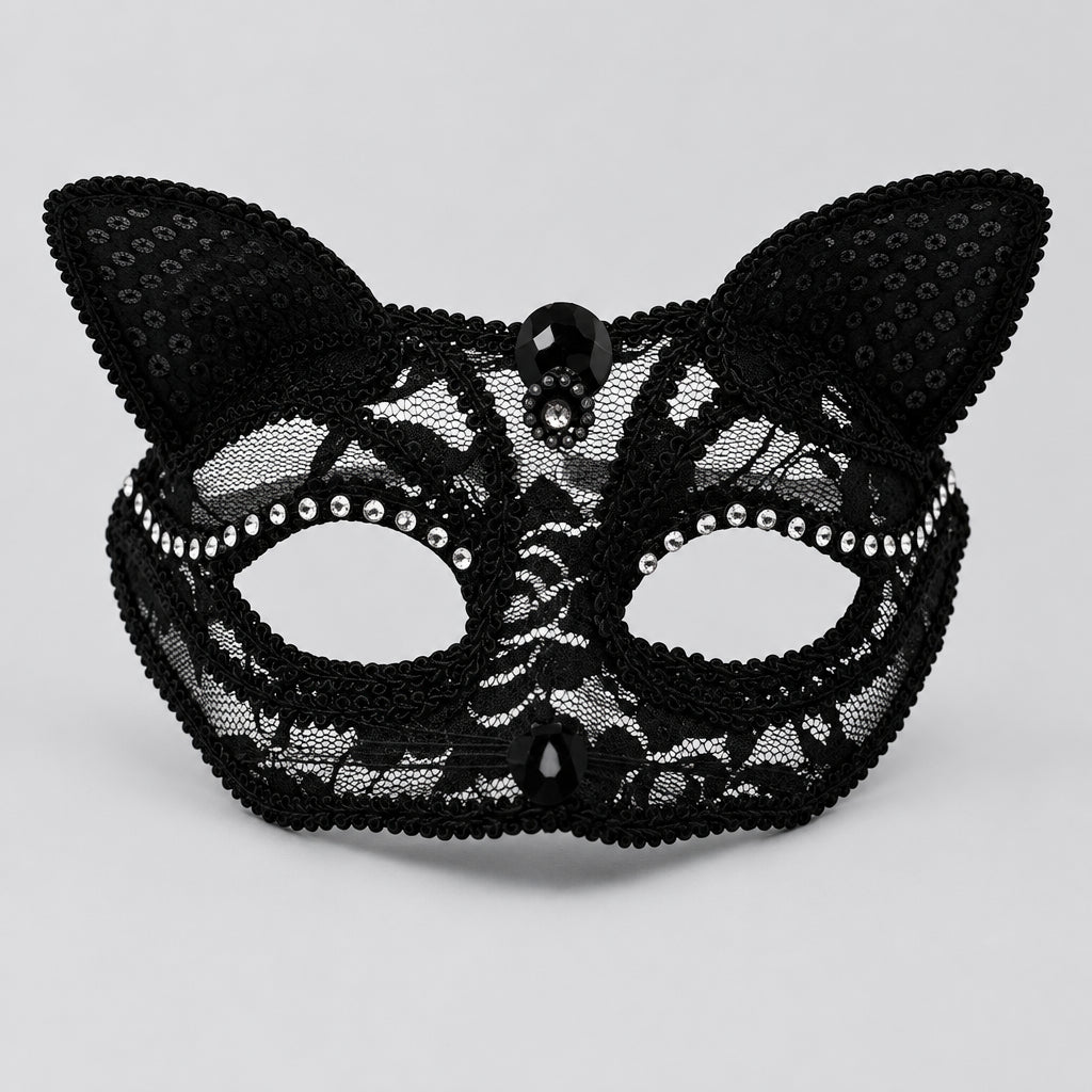 Masque en dentelle style chat pour bal masqué et déguisement