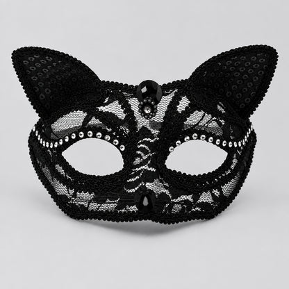 Masque en dentelle style chat pour bal masqué et déguisement