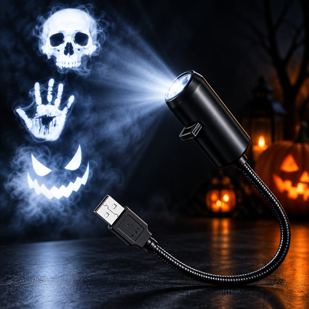 Projecteur LED USB décoratif – Motifs Halloween ou Noël