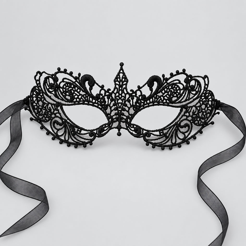 Masque en dentelle style chat pour bal masqué et déguisement