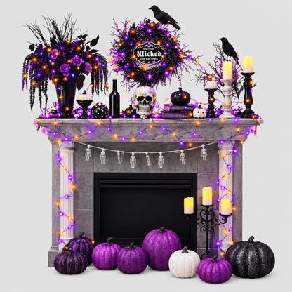 Guirlande LED Halloween à piles – Violet et orange, 5 à 20 m