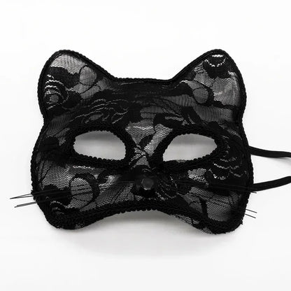 Masque en dentelle style chat pour bal masqué et déguisement