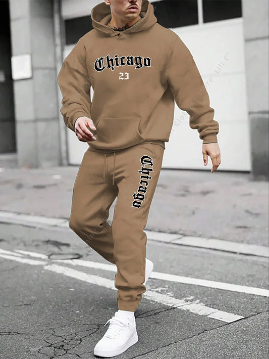 2025 new Soft Comfortable Mens Tracksuit Hoodie Sweatpant 2 Piece Set Autumn Winter Fleece Hip Hop Hoody Coat Pullovers Clothing
