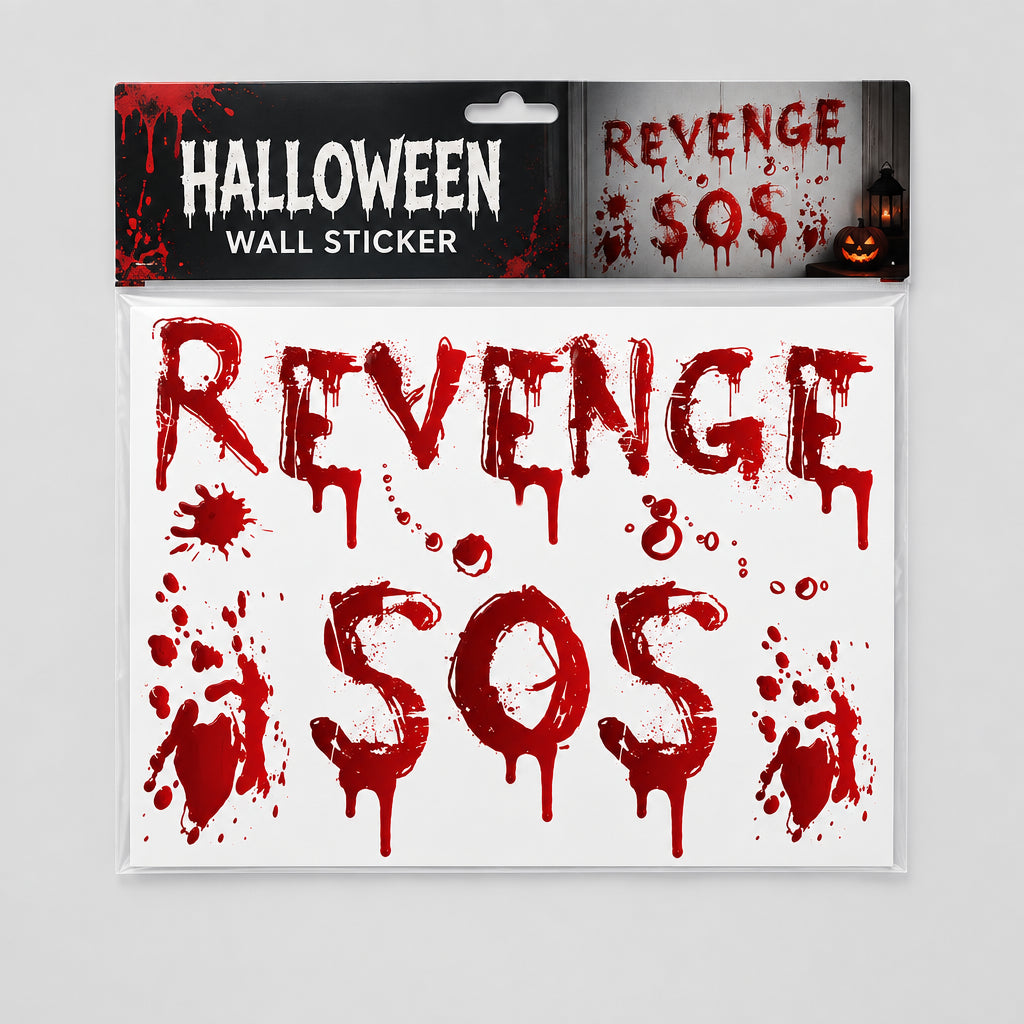 Autocollants Halloween pour portes et fenêtres – Mains sanglantes et crânes