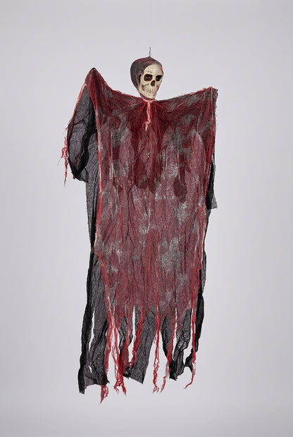 Fantôme à crâne suspendu en gaze – Décoration Halloween