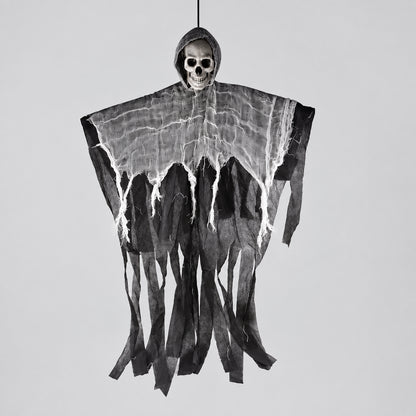 Fantôme suspendu à crâne – Décoration Halloween blanc et noir
