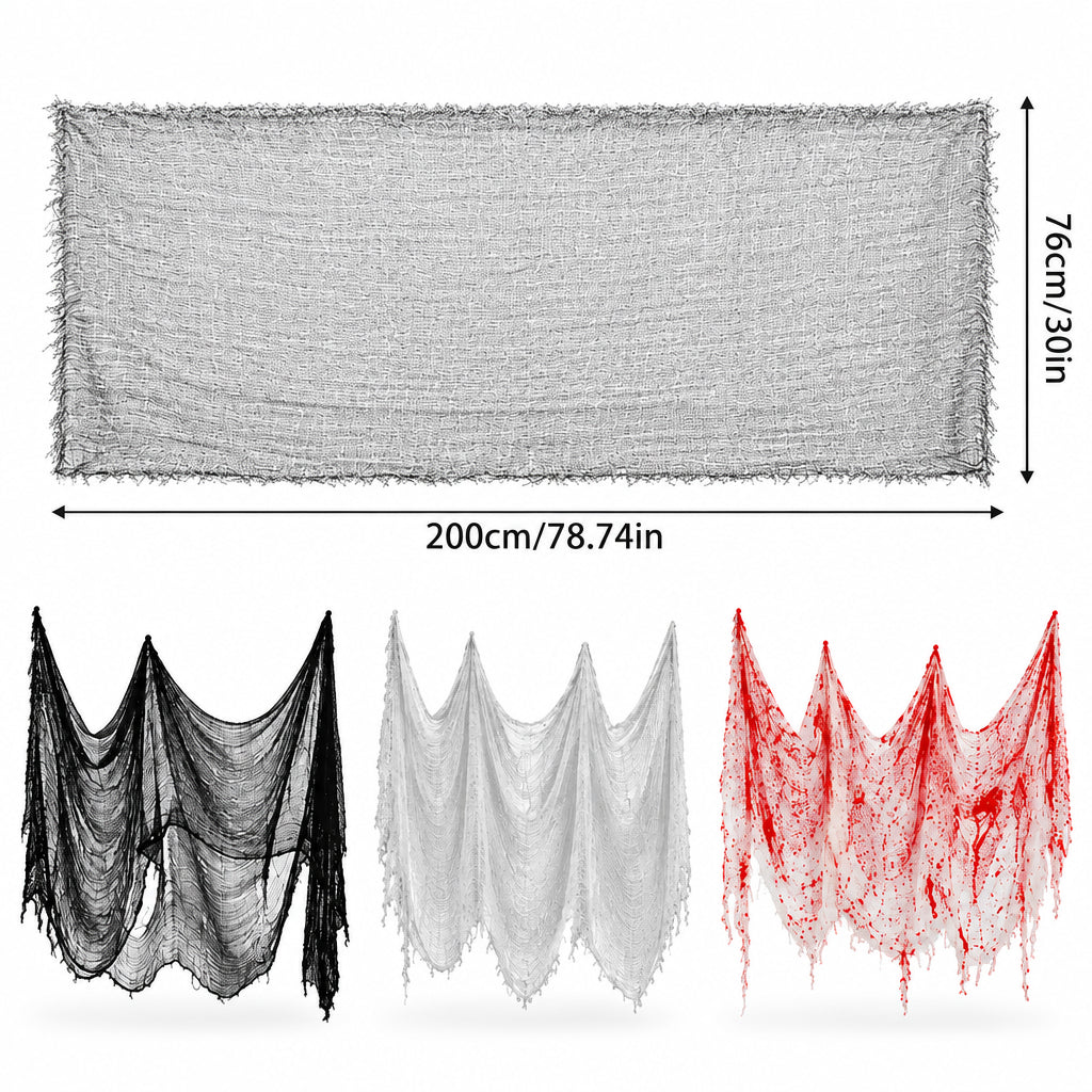Gaze décorative Halloween effet toile d’araignée – 183 ou 200 cm