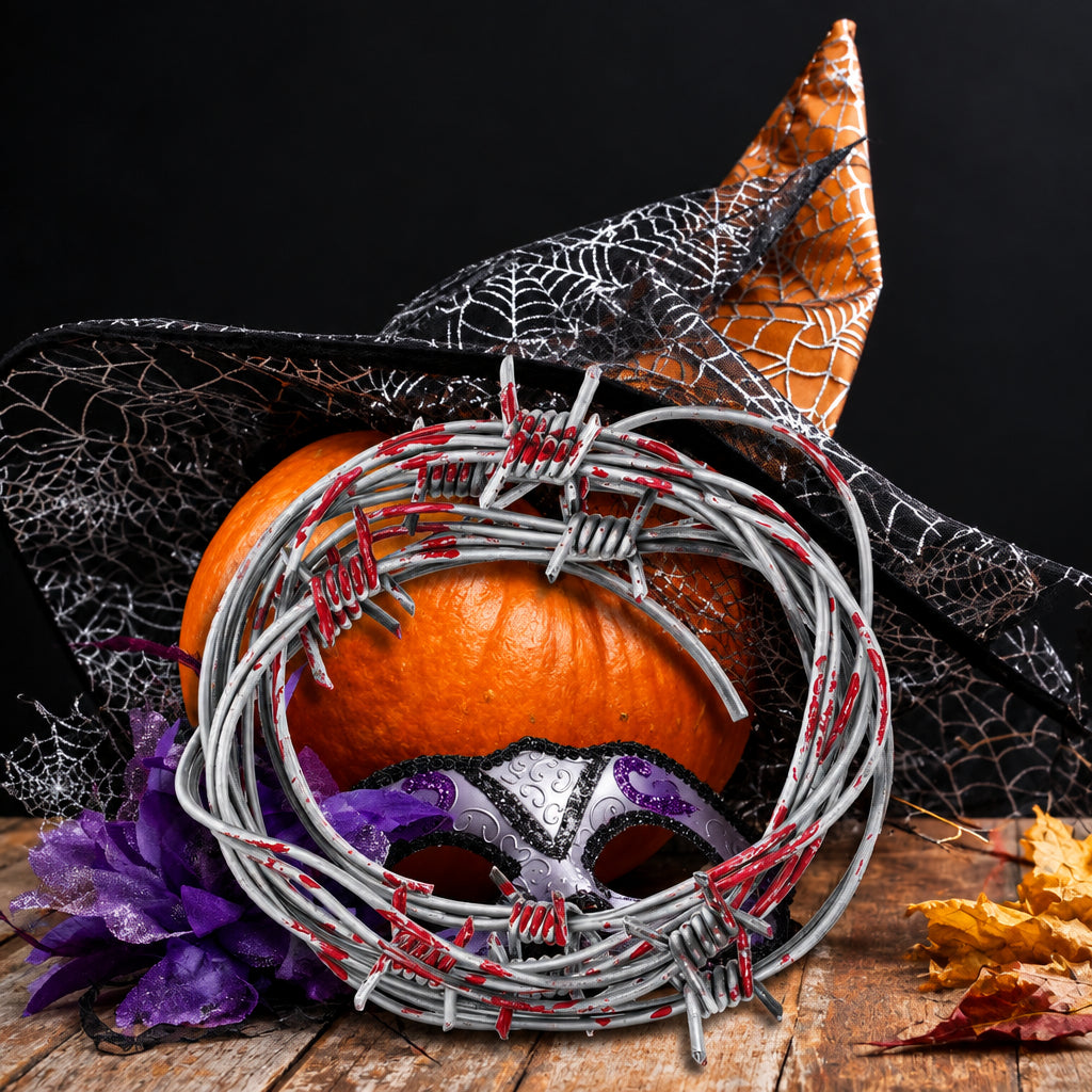 Fil barbelé factice en plastique pour décoration Halloween