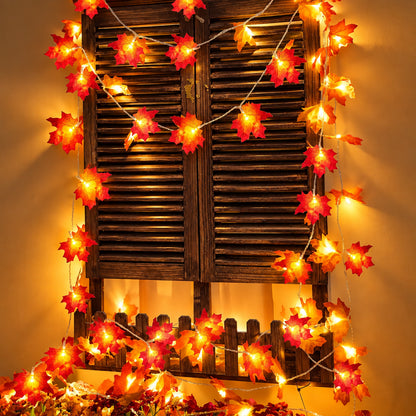 Guirlande lumineuse feuilles d’érable – Blanc chaud, 1,5 ou 3 m