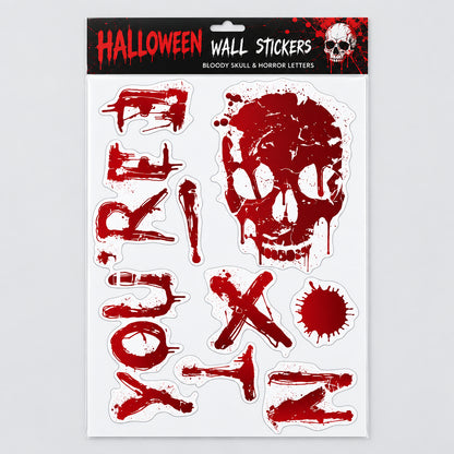 Autocollants Halloween pour portes et fenêtres – Mains sanglantes et crânes