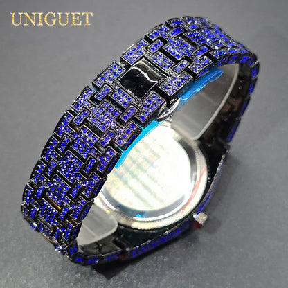 Montre Quartz Homme – Style Hip Hop Diamant