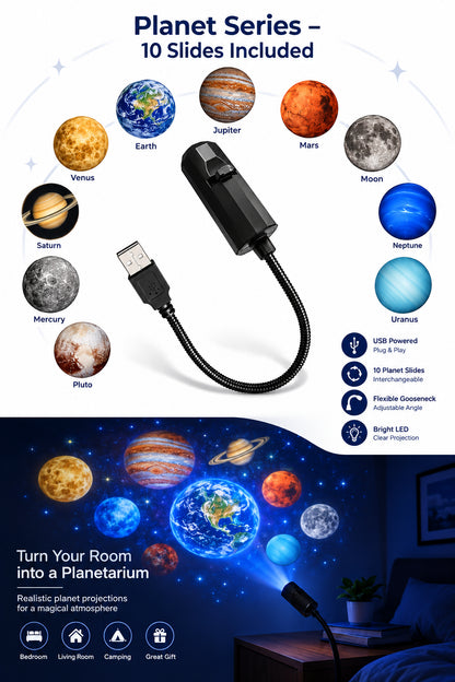 Projecteur LED USB à motifs pour Halloween, Noël et planètes