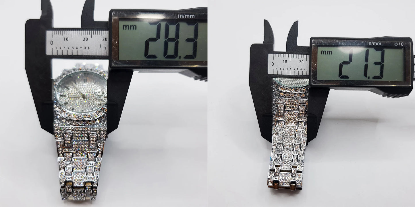 Montre Quartz Homme – Style Hip Hop Diamant