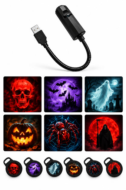 Projecteur LED USB à motifs pour Halloween, Noël et planètes