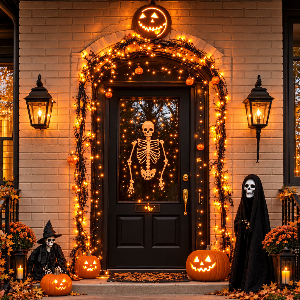 Guirlande solaire LED orange Halloween – 7 à 22 m