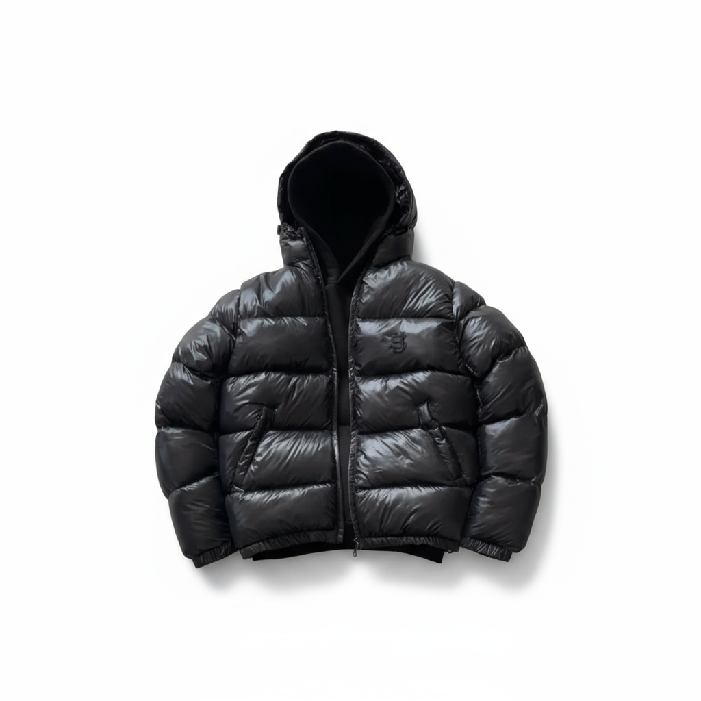 glossy puffer jacket