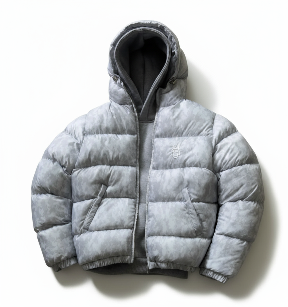 glossy puffer jacket